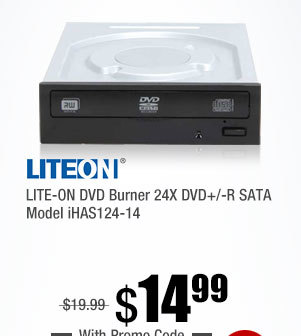 LITE-ON DVD Burner 24X DVD+/-R SATA Model iHAS124-14