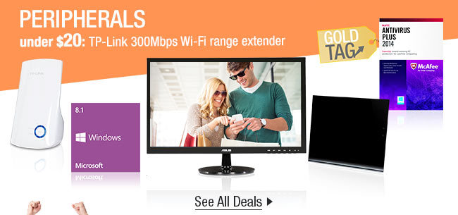 PERIPHERALS. under $20: TP-Link 300Mbps Wi-Fi range extender