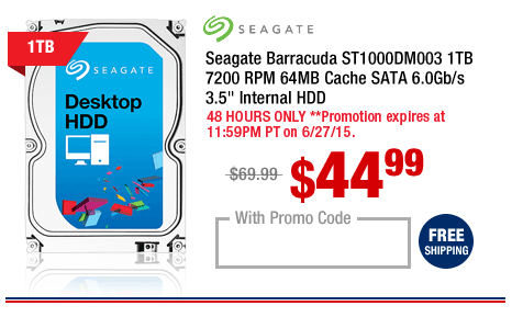 Seagate Barracuda ST1000DM003 1TB 7200 RPM 64MB Cache SATA 6.0Gb/s 3.5" Internal HDD