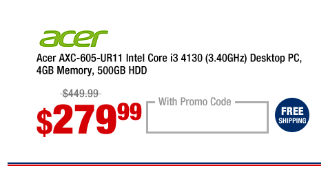 Acer AXC-605-UR11 Intel Core i3 4130 (3.40GHz) Desktop PC, 4GB Memory, 500GB HDD