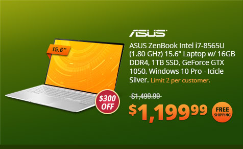 ASUS ZenBook Intel i7-8565U (1.80 GHz) 15.6" Laptop w/ 16GB DDR4, 1TB SSD, GeForce GTX 1050, Windows 10 Pro - Icicle Silver
