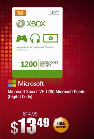 Microsoft Xbox LIVE 1200 Microsoft Points (Digital Code) 