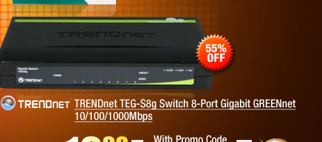 TRENDnet TEG-S8g Switch 8-Port Gigabit GREENnet 10/100/1000Mbps