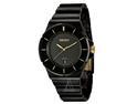 Seiko SGEG19 Black Stainless Steel Case and Bracelet Black Dial Date Display Yellow Hour Markers 