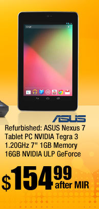 Refurbished: ASUS Nexus 7 Tablet PC NVIDIA Tegra 3 1.20GHz 7" 1GB Memory 16GB NVIDIA ULP GeForce