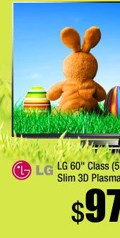 LG 60" Class (59.8" Diag.) 1080P 600 Hz Slim 3D Plasma TV with Smart TV