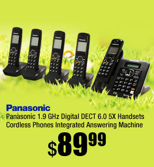 Panasonic 1.9 GHz Digital DECT 6.0 5X Handsets Cordless Phones Integrated Answering Machine