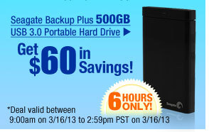 $60 OFF -- Seagate Backup Plus 500GB USB 3.0 Portable Hard Drive