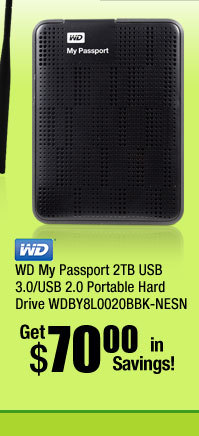 WD My Passport 2TB USB 3.0/USB 2.0 Portable Hard Drive WDBY8L0020BBK-NESN