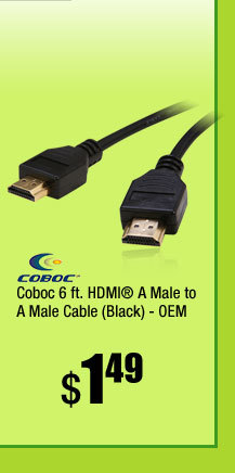 Coboc 6 ft. HDMI® A Male to A Male Cable (Black) - OEM 