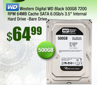 Western Digital WD Black 500GB 7200 RPM 64MB Cache SATA 6.0Gb/s 3.5" Internal Hard Drive -Bare Drive 