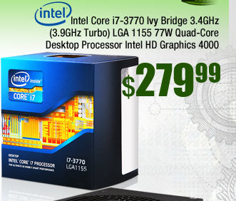 Intel Core i7-3770 Ivy Bridge 3.4GHz (3.9GHz Turbo) LGA 1155 77W Quad-Core Desktop Processor Intel HD Graphics 4000