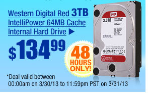 $134.99 -- Western Digital Red 3TB IntelliPower 64MB Cache Internal Hard Drive