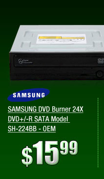 SAMSUNG DVD Burner 24X DVD+/-R SATA Model SH-224BB - OEM