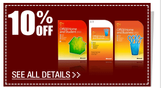 15% OFF SELECT MICROSOFT OFFICE 2010 SOFTWARE!* See All Details