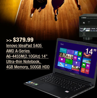 lenovo IdeaPad S405 AMD A-Series A6-4455M(2.10GHz) 14 inch Ultra-thin Notebook, 4GB Memory, 500GB HDD