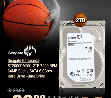 Seagate Barracuda ST2000DM001 2TB 7200 RPM 64MB Cache SATA 6.0Gb/s Hard Drive -Bare Drive