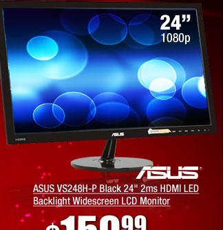 ASUS VS248H-P Black 24 inch 2ms HDMI LED Backlight Widescreen LCD Monitor