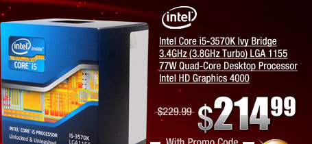 Intel Core i5-3570K Ivy Bridge 3.4GHz (3.8GHz Turbo) LGA 1155 77W Quad-Core Desktop Processor Intel HD Graphics 4000