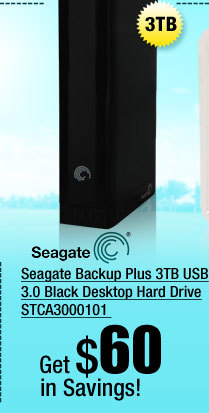 Seagate Backup Plus 3TB USB 3.0 Black Desktop Hard Drive STCA3000101 