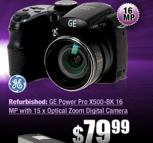 Refurbished: GE Power Pro X500-BK 16 MP with 15 x Optical Zoom Digital Camera