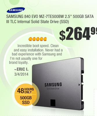 SAMSUNG 840 EVO MZ-7TE500BW 2.5" 500GB SATA III TLC Internal SSD