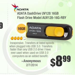 ADATA DashDrive UV128 16GB Flash Drive Model AUV128-16G-RBY