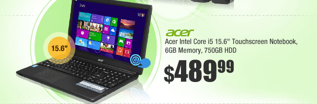 Acer E1-572P-6403 Intel Core i5 4200U (1.60GHz) 15.6" Touchscreen Notebook, 6GB Memory, 750GB HDD