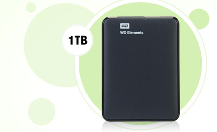 Western Digital Elements 1TB USB 3.0 Black External Hard Drive