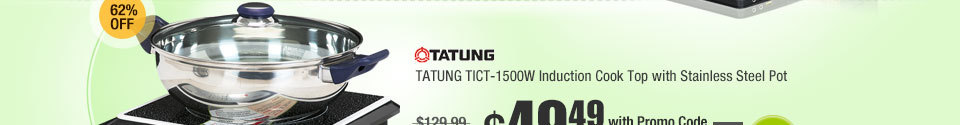 TATUNG TICT-1500W Induction Cook Top with Stainless Steel Pot