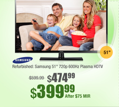 Refurbished: Samsung 51" 720p 600Hz Plasma HDTV