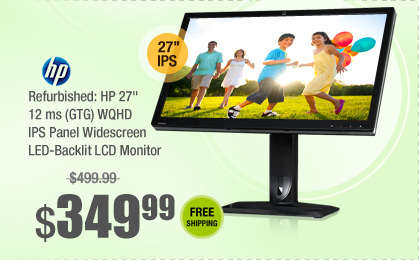 Refurbished: HP 27" 12 ms (GTG) WQHD IPS Panel Widescreen LED-Backlit LCD Monitor