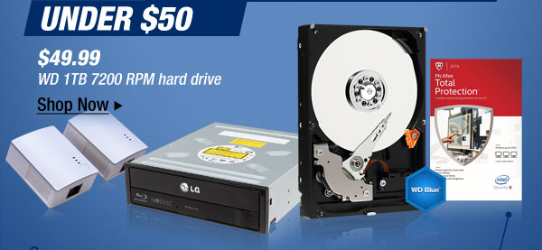 UNDER $50. $49.99 WD 1TB 7200 RPM hard drive