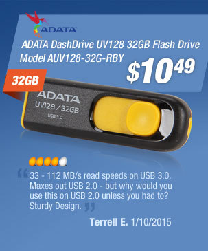 ADATA DashDrive UV128 32GB Flash Drive Model AUV128-32G-RBY 