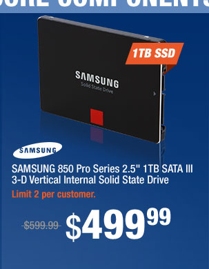 SAMSUNG 850 Pro Series 2.5" 1TB SATA III 3-D Vertical Internal Solid State Drive
