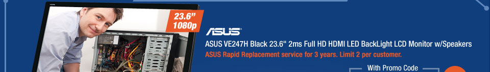 ASUS VE247H Black 23.6" 2ms Full HD HDMI LED BackLight LCD Monitor w/Speakers