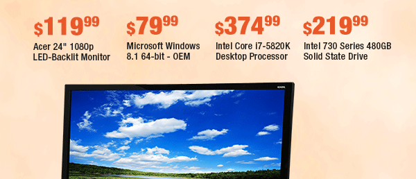 MENU:Acer 24" 1080p LED-Backlit Monitor,
Microsoft Windows 8.1 64-bit