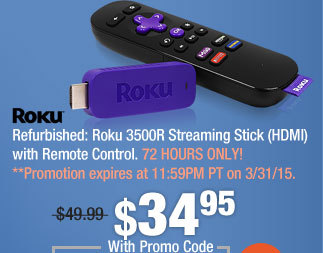 Refurbished: Roku 3500R Streaming Stick (HDMI) with Remote Control 