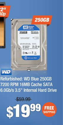 Refurbished: WD Blue 250GB 7200 RPM 16MB Cache SATA 6.0Gb/s 3.5" Internal Hard Drive 