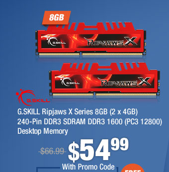 G.SKILL Ripjaws X Series 8GB (2 x 4GB) 240-Pin DDR3 SDRAM DDR3 1600 (PC3 12800) Desktop Memory