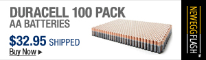 Newegg Flash –Duracell 100 Pack AA Batteries