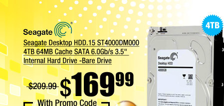 Seagate Desktop HDD.15 ST4000DM000 4TB 64MB Cache SATA 6.0Gb/s 3.5" Internal Hard Drive -Bare Drive