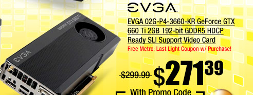 EVGA 02G-P4-3660-KR GeForce GTX 660 Ti 2GB 192-bit GDDR5 HDCP Ready SLI Support Video Card