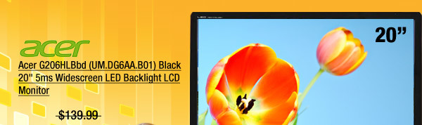 Acer G206HLBbd (UM.DG6AA.B01) Black 20" 5ms Widescreen LED Backlight LCD Monitor