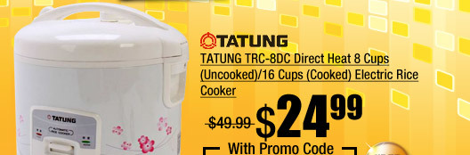 TATUNG TRC-8DC Direct Heat 8 Cups (Uncooked)/16 Cups (Cooked) Electric Rice Cooker
