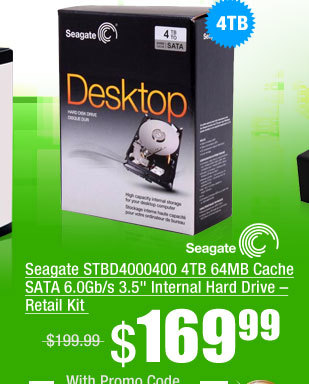 Seagate STBD4000400 4TB 64MB Cache SATA 6.0Gb/s 3.5 inch Internal Hard Drive  Retail Kit 