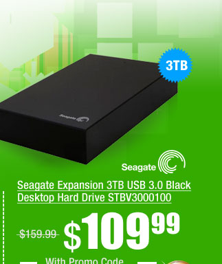 Seagate Expansion 3TB USB 3.0 Black Desktop Hard Drive STBV3000100