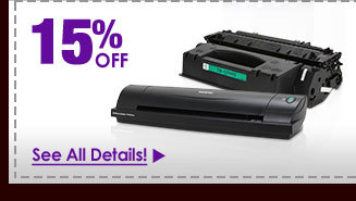 15% OFF SELECT SCANNERS & TONERS!*