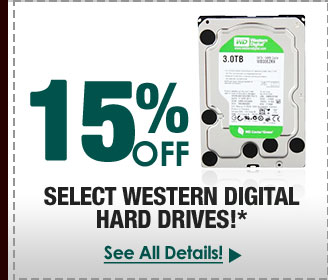 15% OFF SELECT WESTERN DIGITAL HARD DRIVES!*