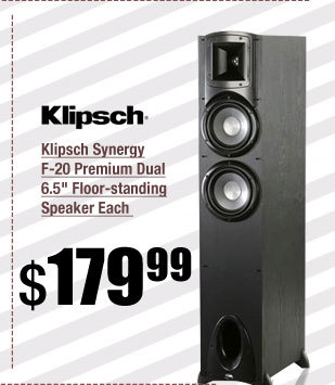 Klipsch Synergy F-20 Premium Dual 6.5 inch Floor-standing Speaker Each 